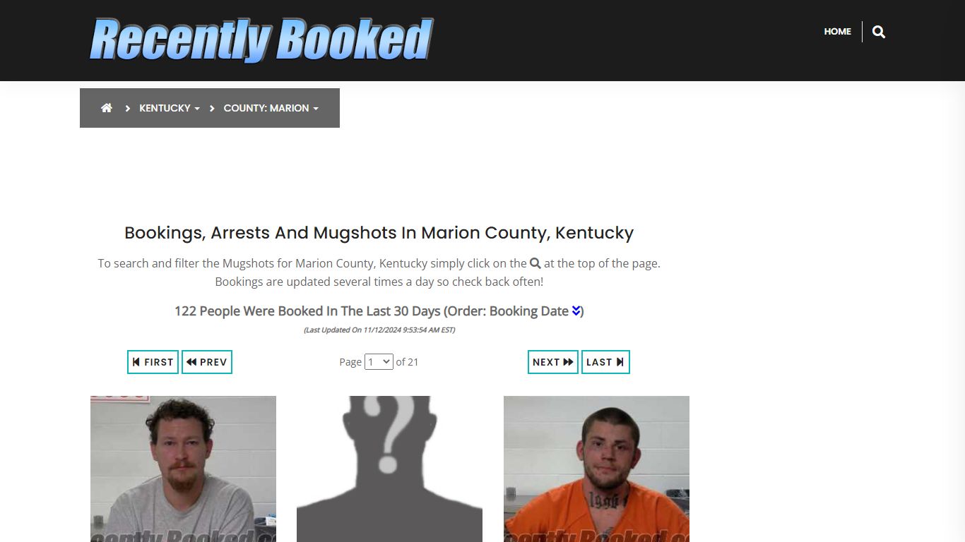 Bookings, Arrests and Mugshots in Marion County, Kentucky - Recently Booked