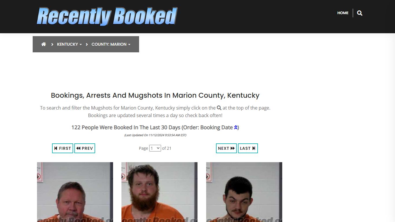 Bookings, Arrests and Mugshots in Marion County, Kentucky - Recently Booked