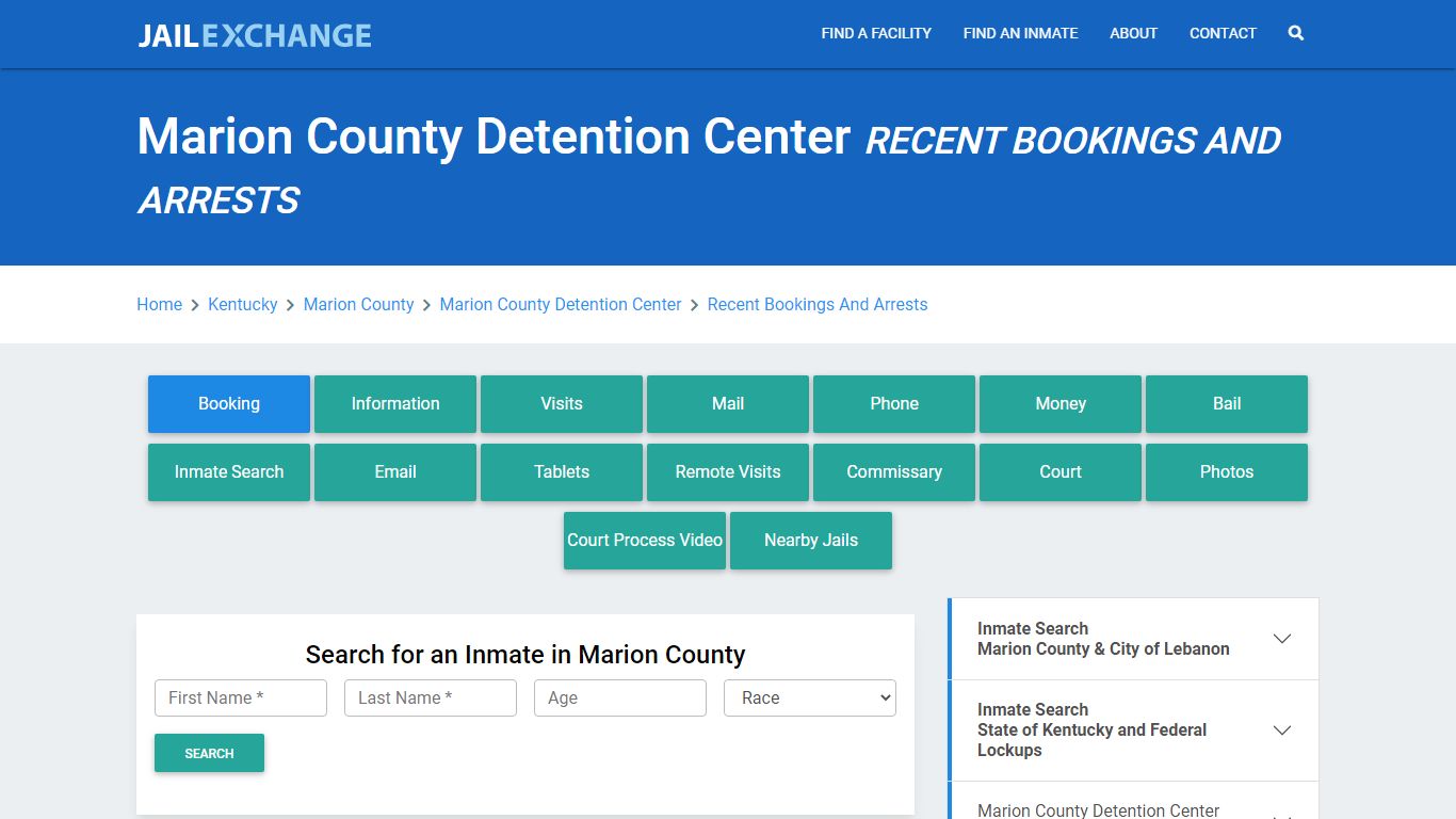 Marion County Detention Center Recent Bookings And Arrests - Jail Exchange